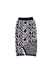 All-Over Print Long Skirt - Black & White