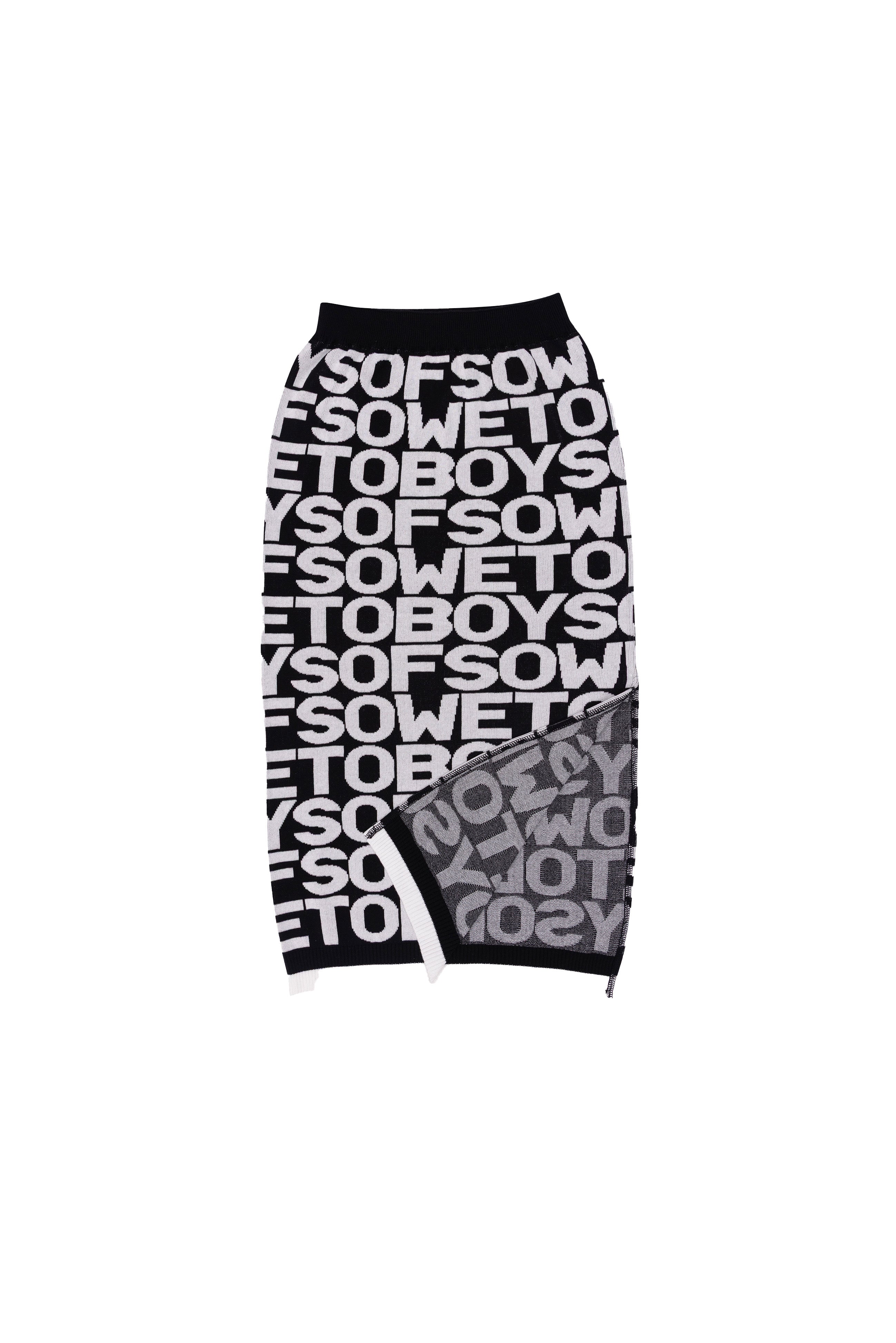 All-Over Print Long Skirt - Black & White