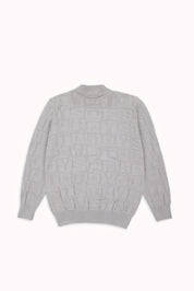 Embossed Crewneck Knit Jumper - Grey