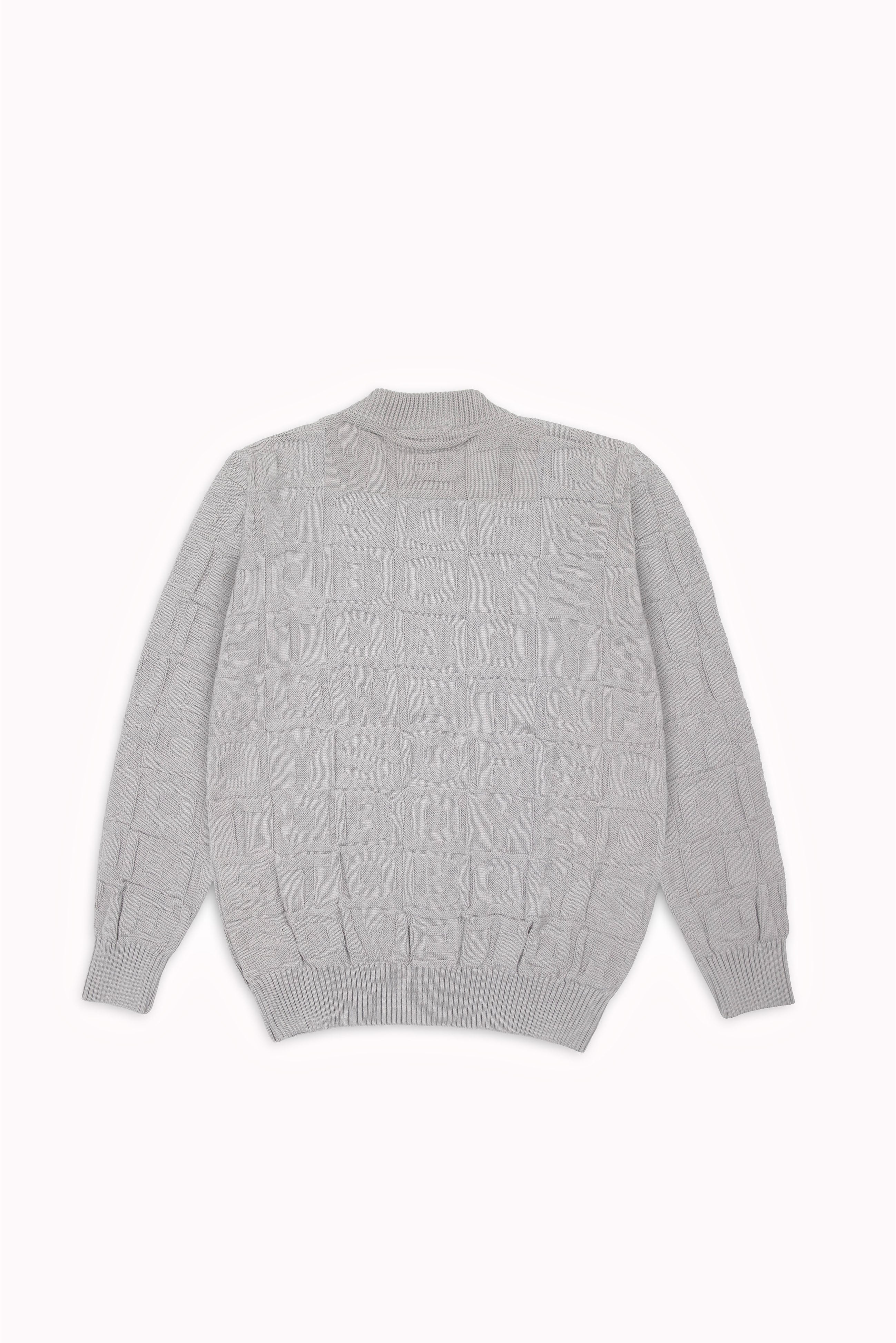 Embossed Crewneck Knit Jumper - Grey