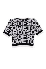 All-Over Print V-Neck Top - Black & White