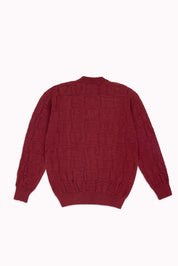 Embossed Crewneck knit Jumper - Burgundy