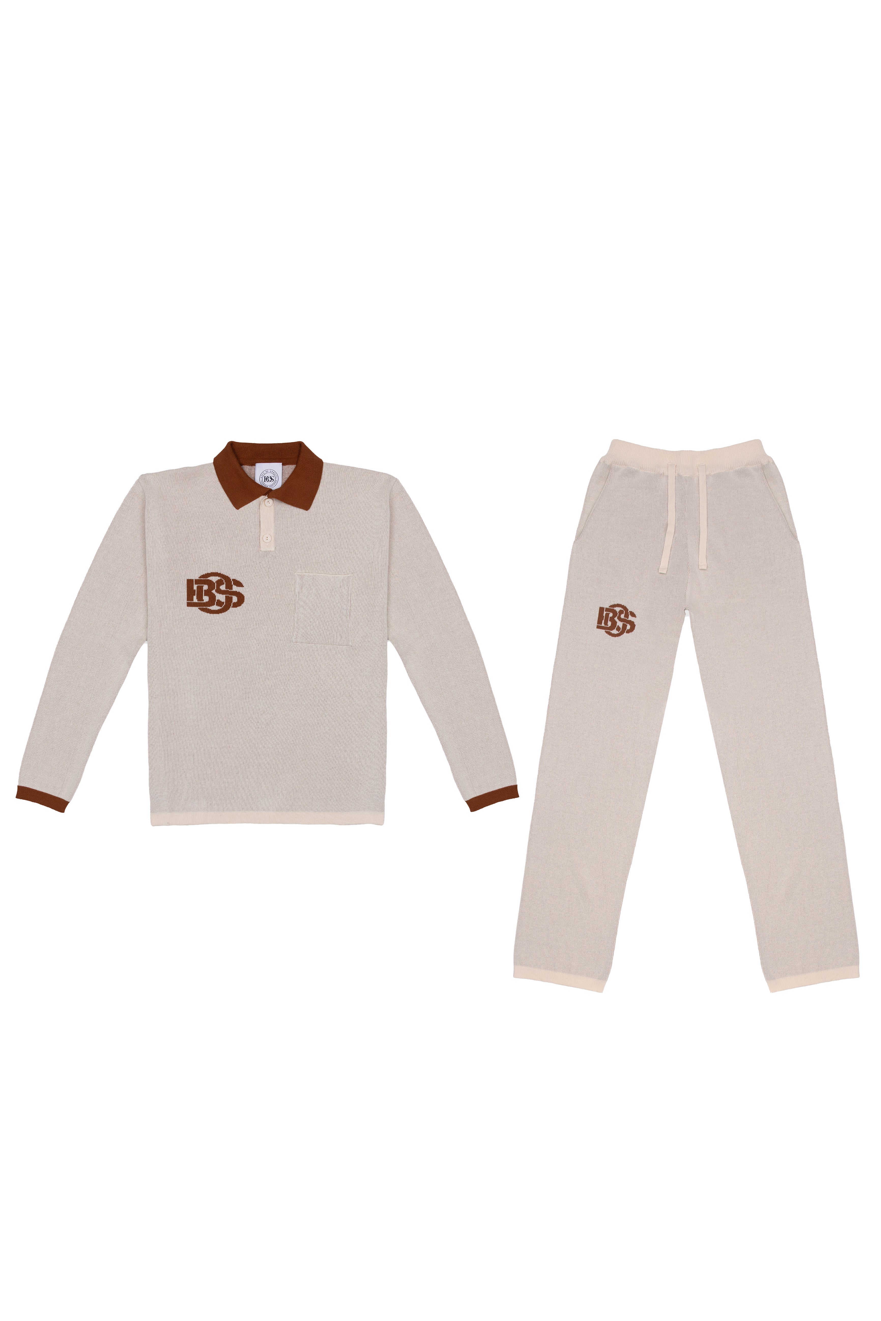 Relaxed-fit Knit Pants - Ecru & Bronze