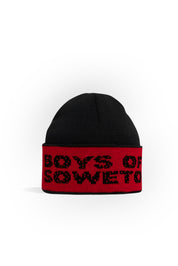 Beanie -  Black & Red (Text On Fold)