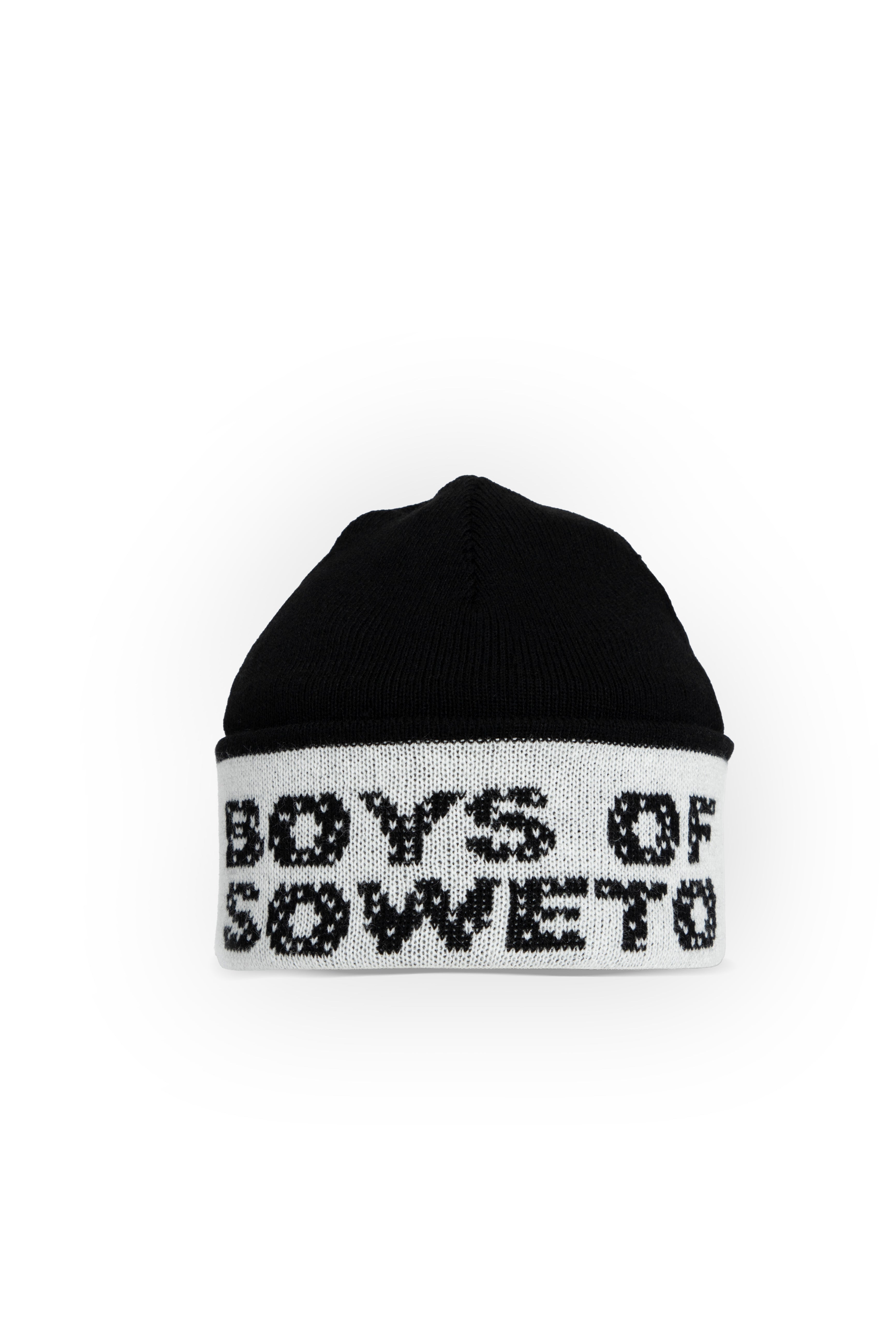 Beanie -  Black & White (Text On Fold)