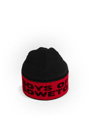 Beanie -  Black & Red (Text On Fold)