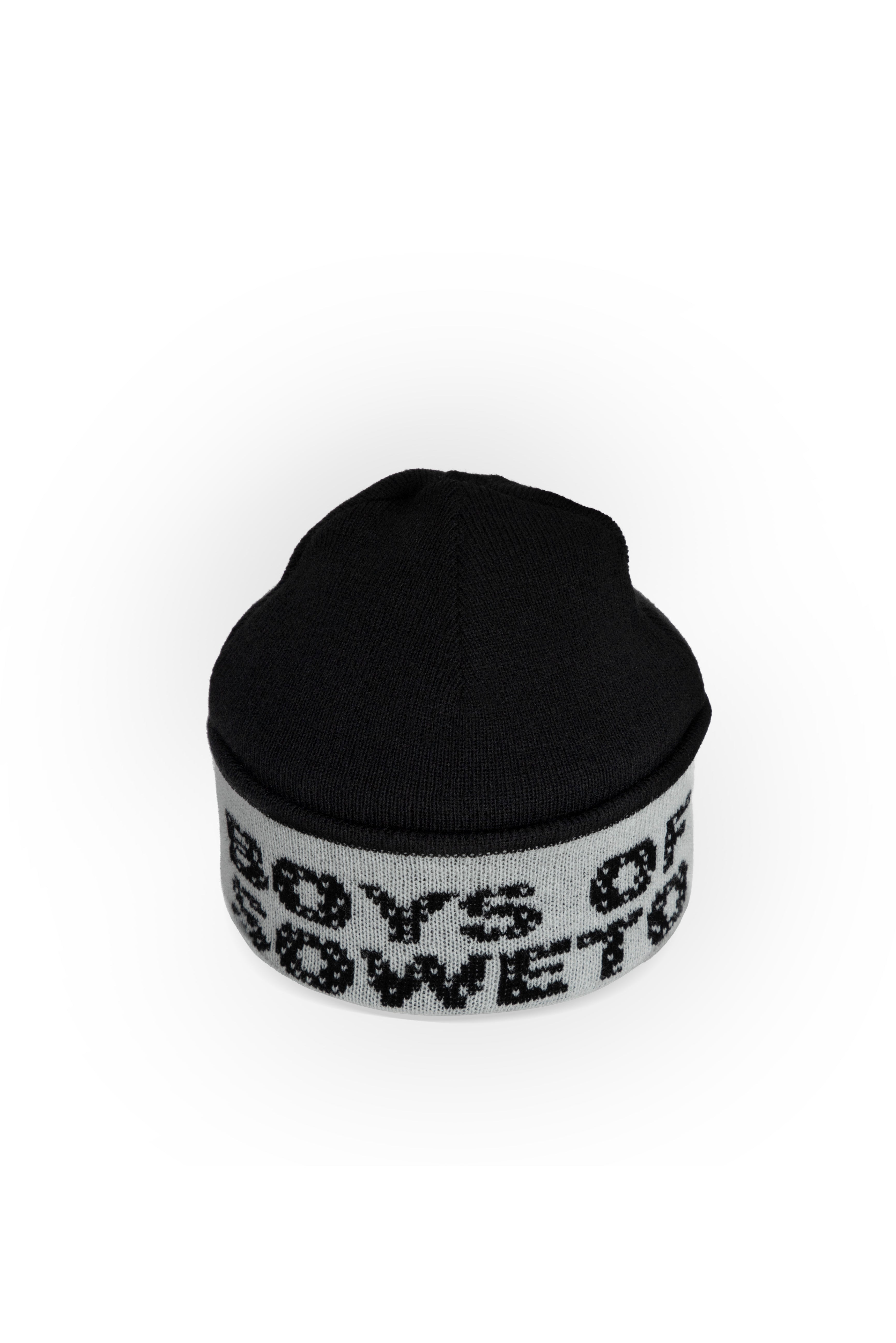 Beanie -  Black & White (Text On Fold)