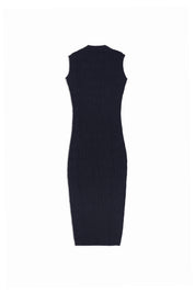 Sleeveless Embossed knit Dress - Black