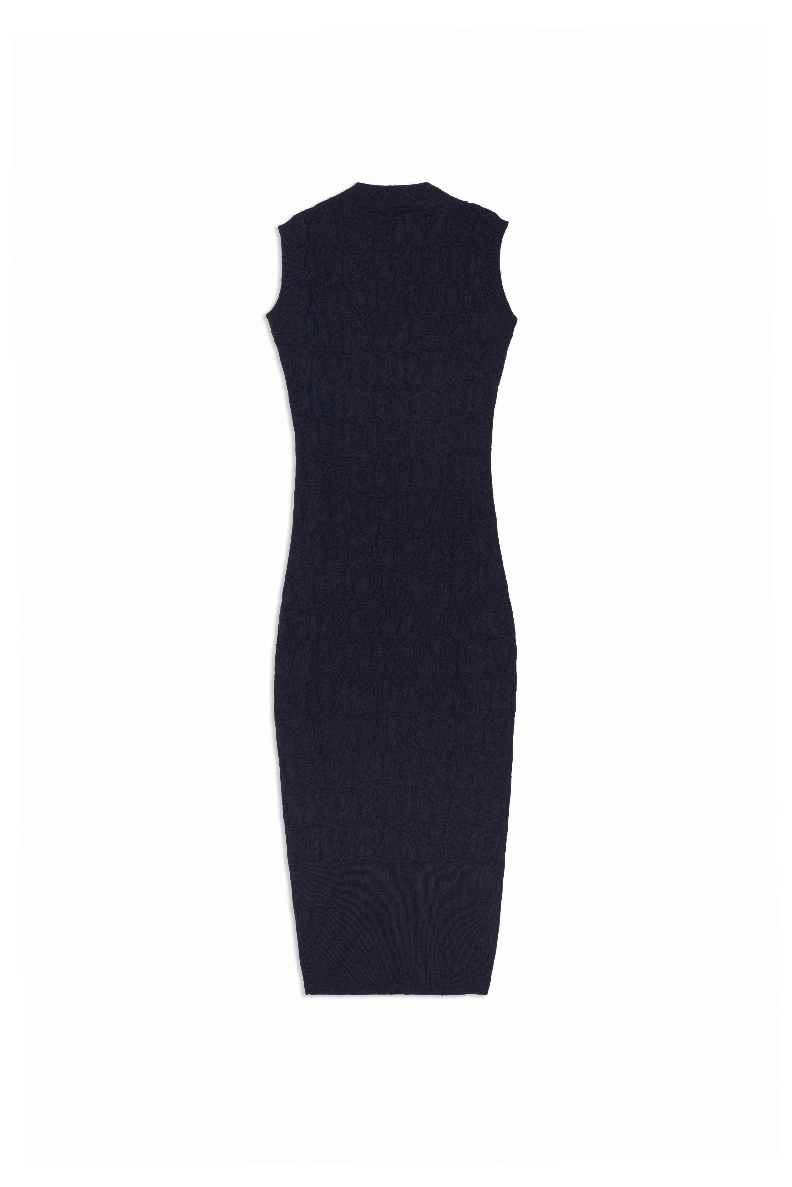 Sleeveless Embossed knit Dress - Black