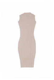 Sleeveless Embossed knit Dress - Ecru