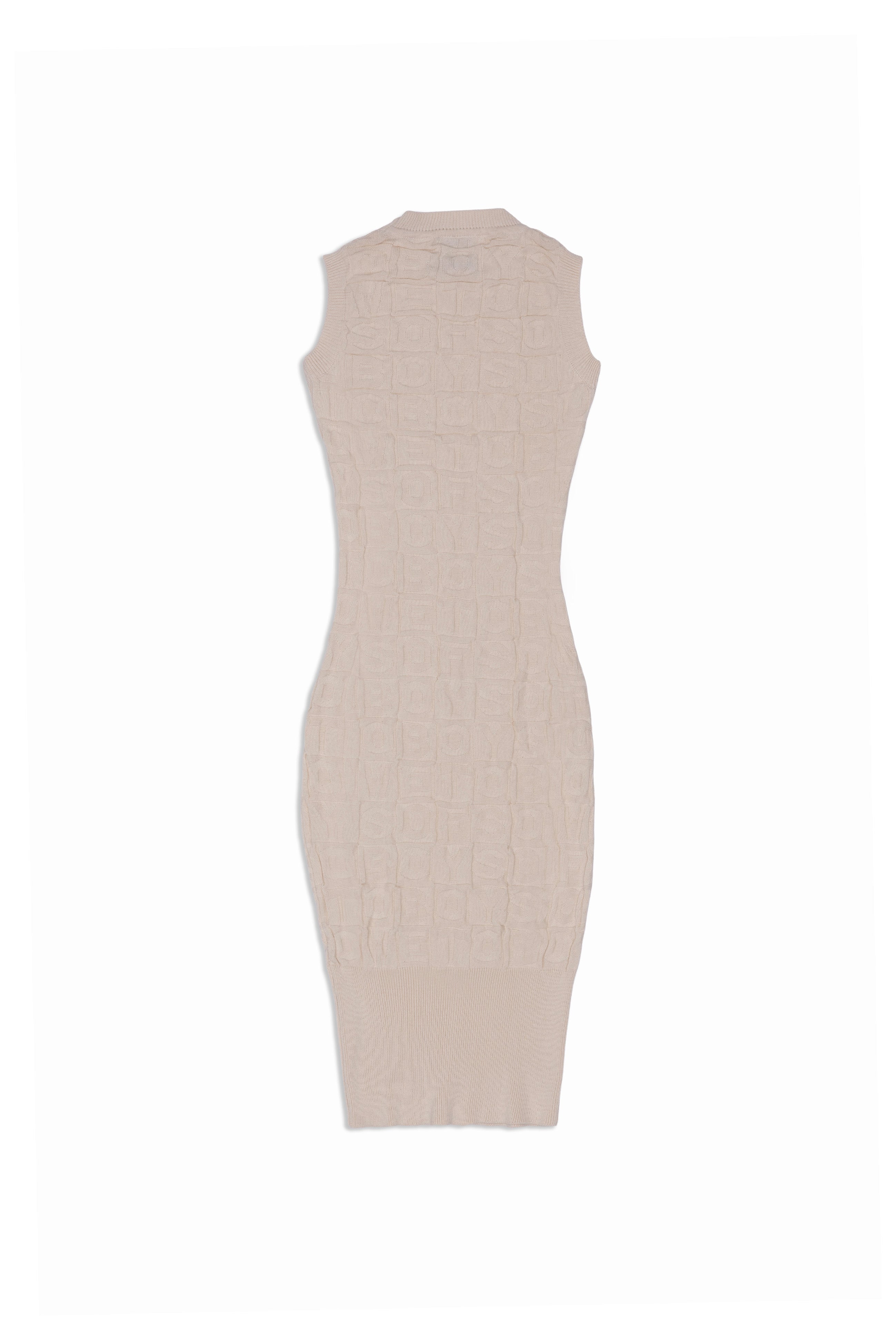 Sleeveless Embossed knit Dress - Ecru