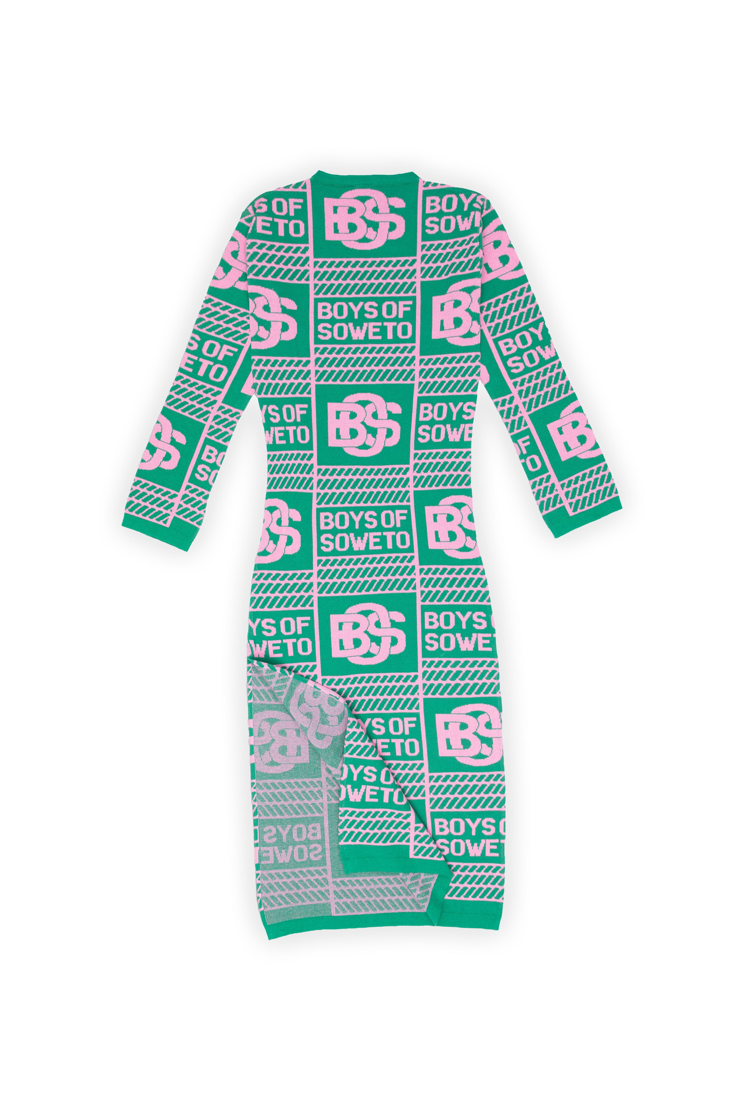 BOS Longsleeve Print Dress - Pink & Green