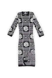 BOS Longsleeve Print Dress - Black & White