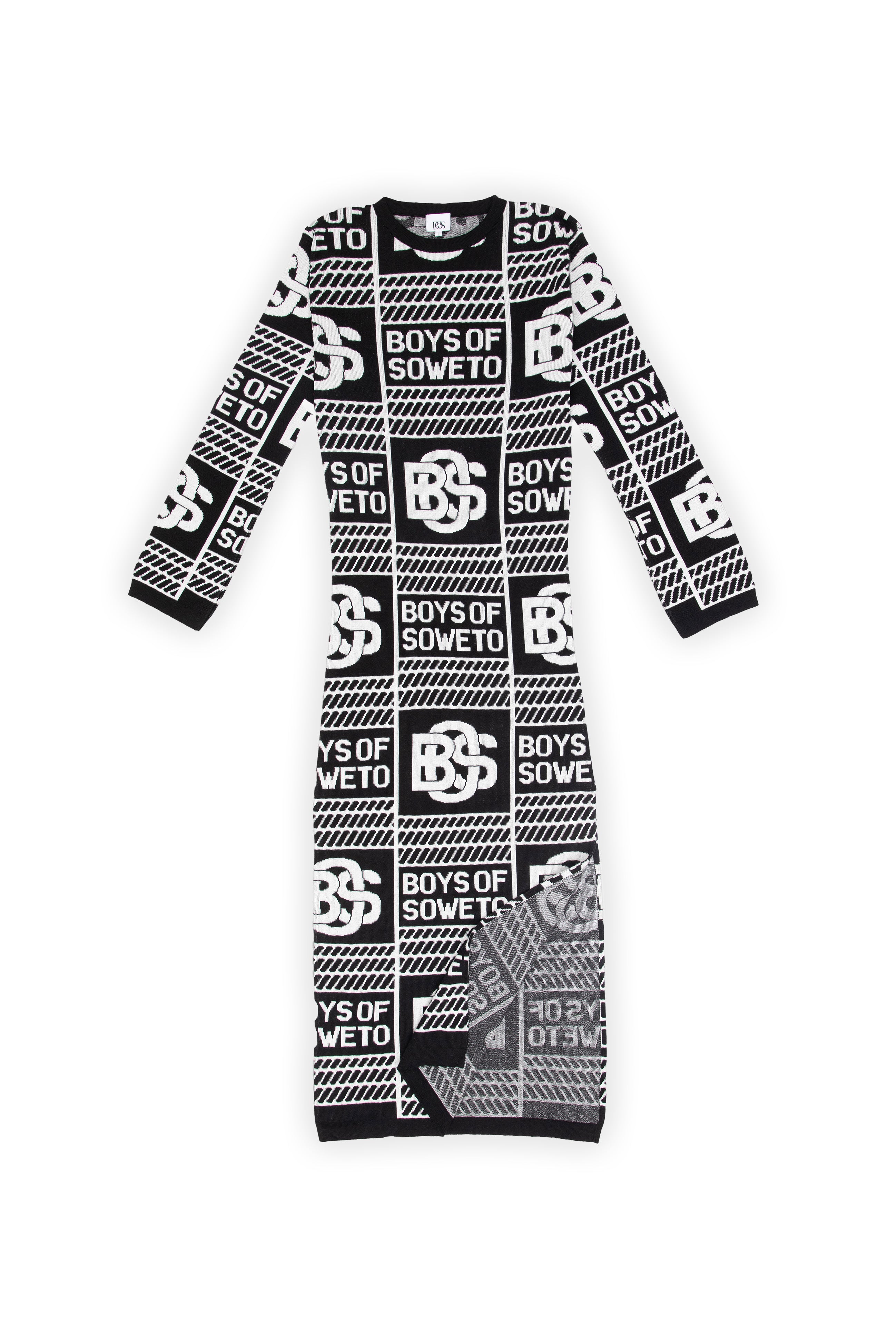BOS Longsleeve Print Dress - Black & White