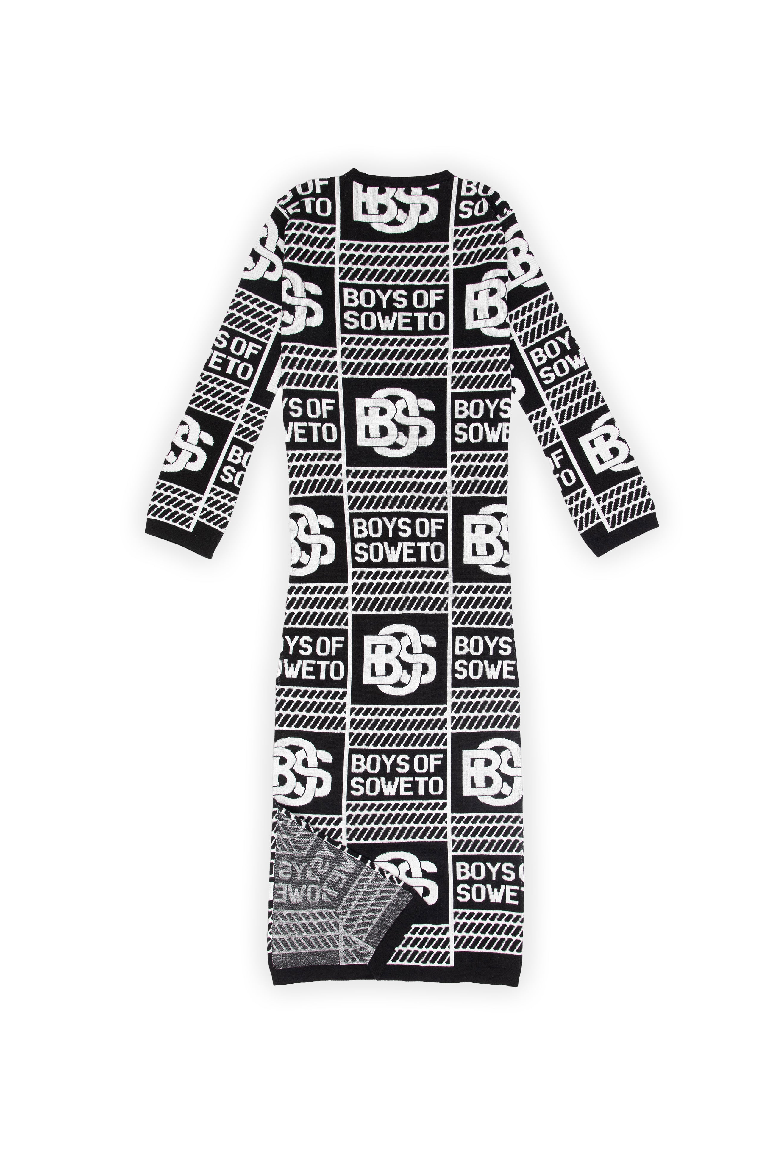 BOS Longsleeve Print Dress - Black & White