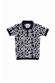 BOS Logo Mania Kiddies Knit Golf T-Shirt - Black & White