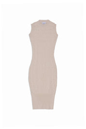 Sleeveless Embossed knit Dress - Ecru