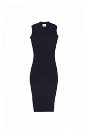 Sleeveless Embossed knit Dress - Black