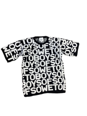 Knit Crew Neck T-shirt   - Black & White