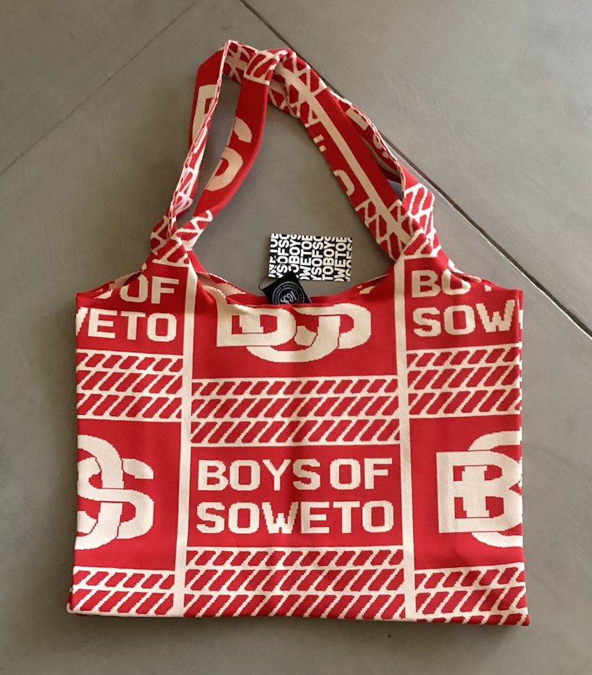 BOS Pattern Handbag - Red & Ecru