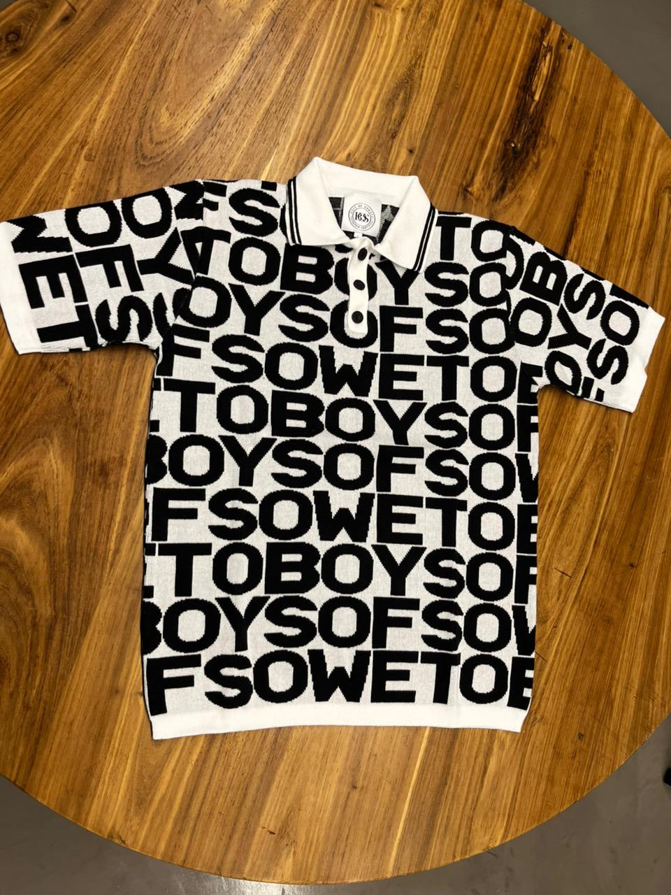 BOS Logo Mania knit golf T-Shirt - White & Black