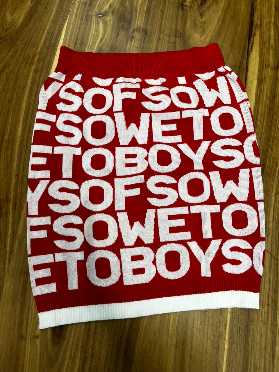 All-Over Print Short Skirt - Red & White